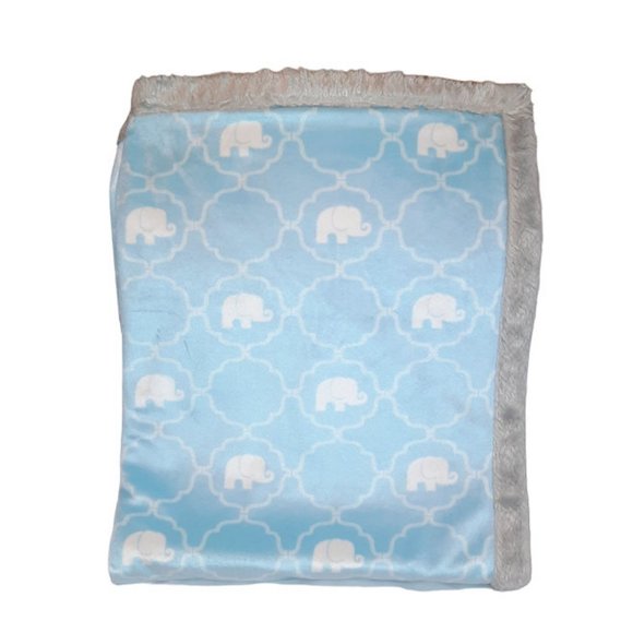 Hudson Baby HB Elephant Blue Gray Plush Security Baby Blanket Lovey 30" X 39" - Picture 1 of 6